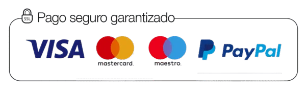 Pago seguro garantizado: Visa, Mastercard, Maestro, PayPal